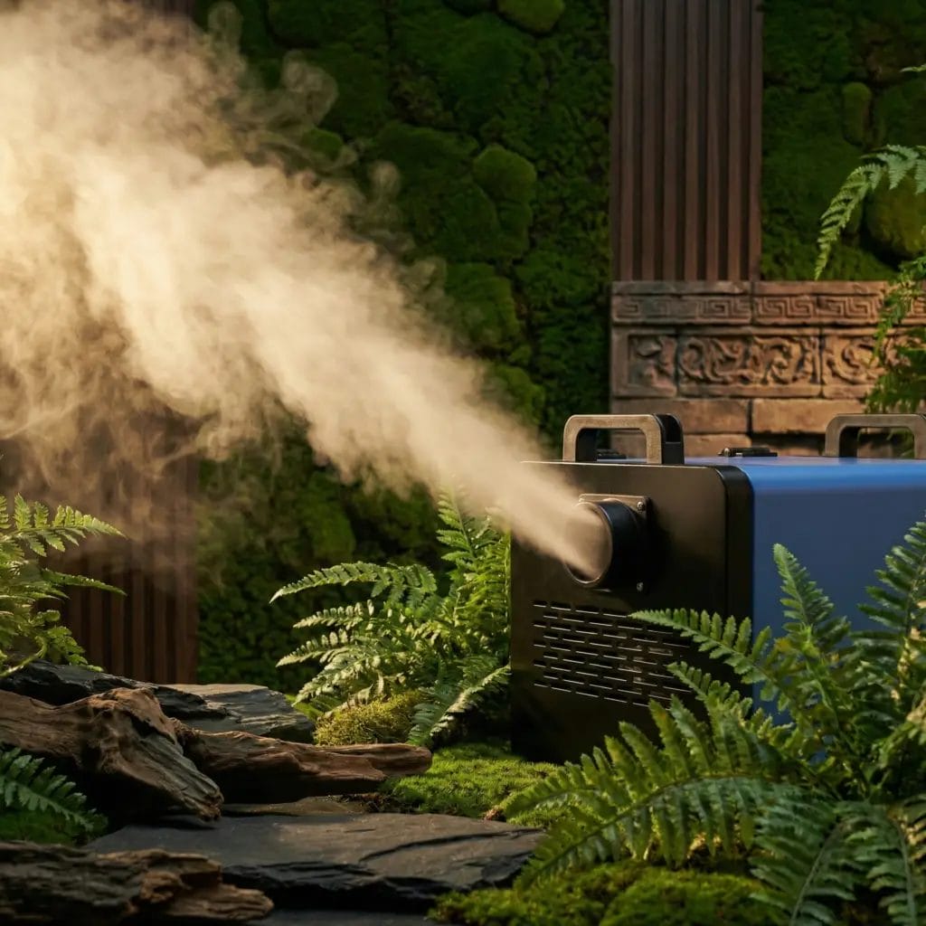 High-pressure industrial fogging system for greenhouse disinfection and landscape misting